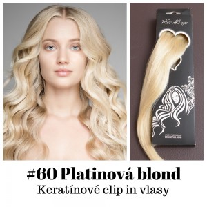 Platinové blond / 50cm / 165g / Keratínové clip in 