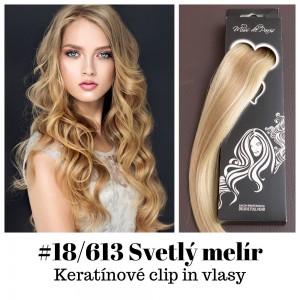 Svetlé melírové / 50cm / 165g / Keratínové clip in 