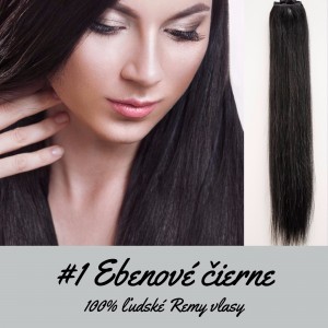 Ebenovo čierna / 50cm / 165g / Clip in vlasy